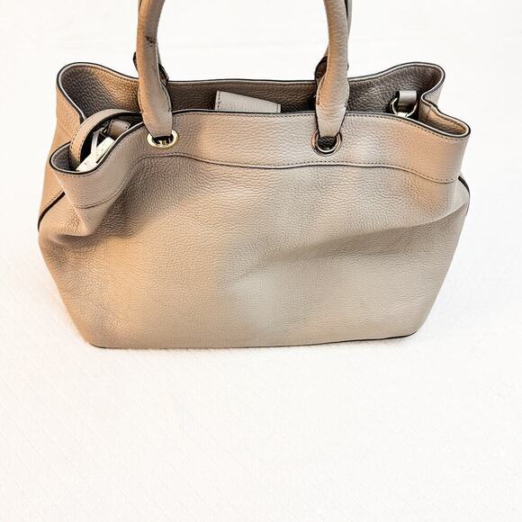 Milly Gray Crossbody Leather Tote Handbag Gray Tassel Front Pocket Details main image 4